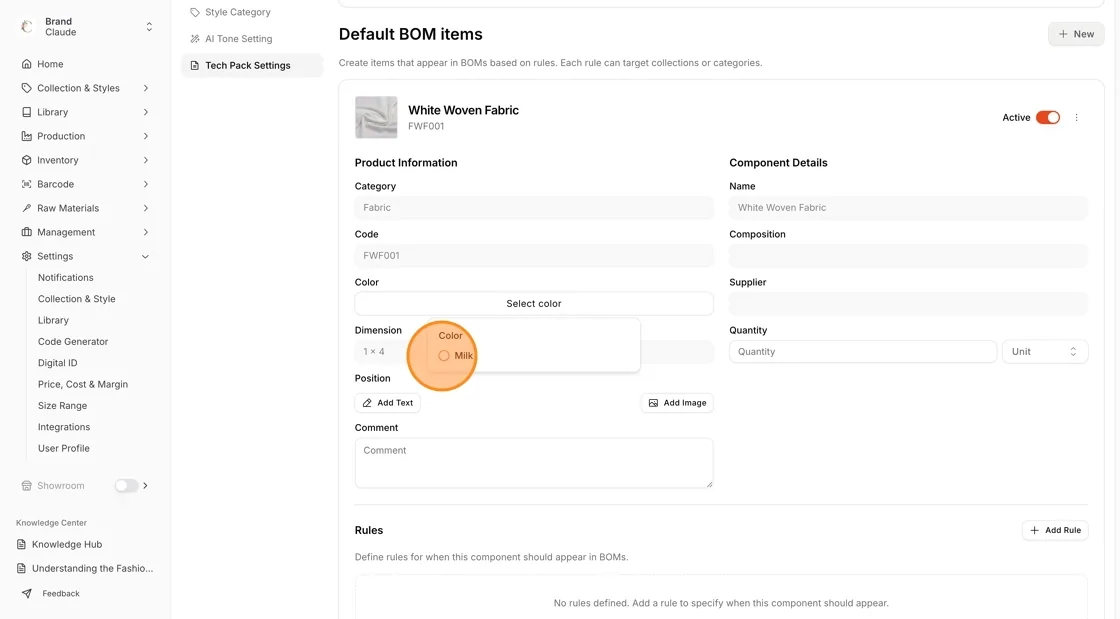 Enter the required BOM Item details, such as: