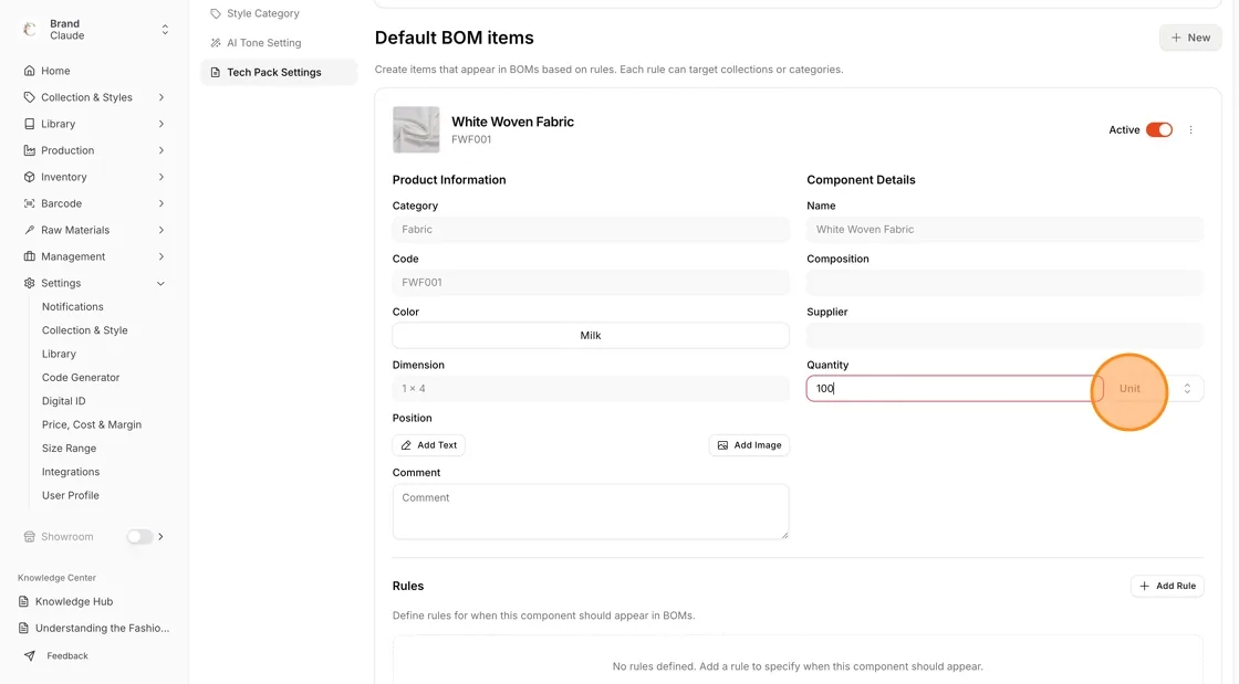 Enter the required BOM Item details, such as: