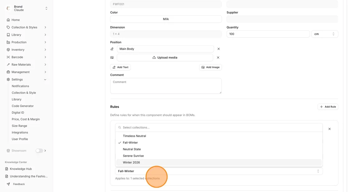 If Specific is selected, choose the required collections or categories from the dropdown list.