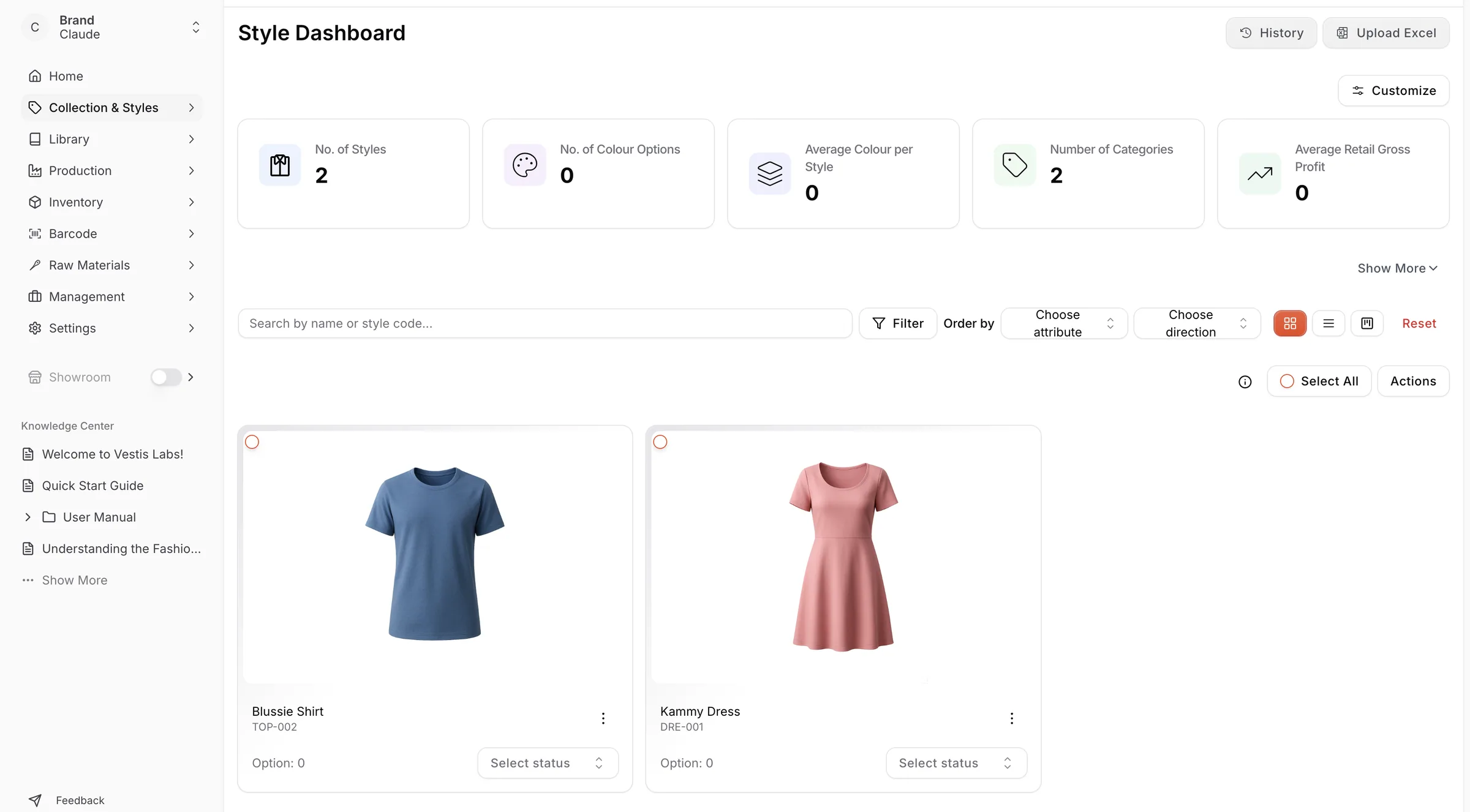 If you delete a style (e.g., TRO-003), it will be removed from the page.