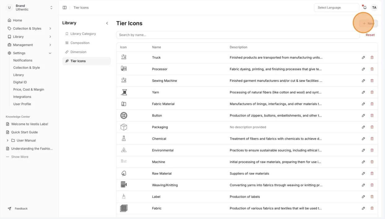 Navigate to Settings Library from the left bar menu.